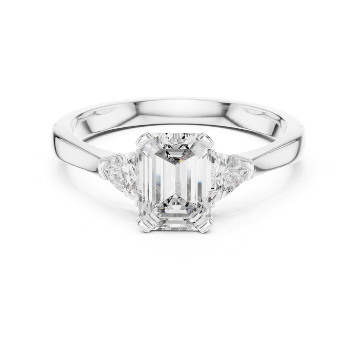 Emerald Lab Grown Diamond Three-Stone Engagement Ring