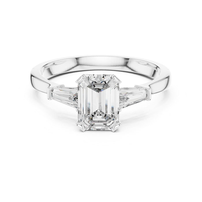 Emerald Lab Grown Diamond Three-Stone Engagement Ring