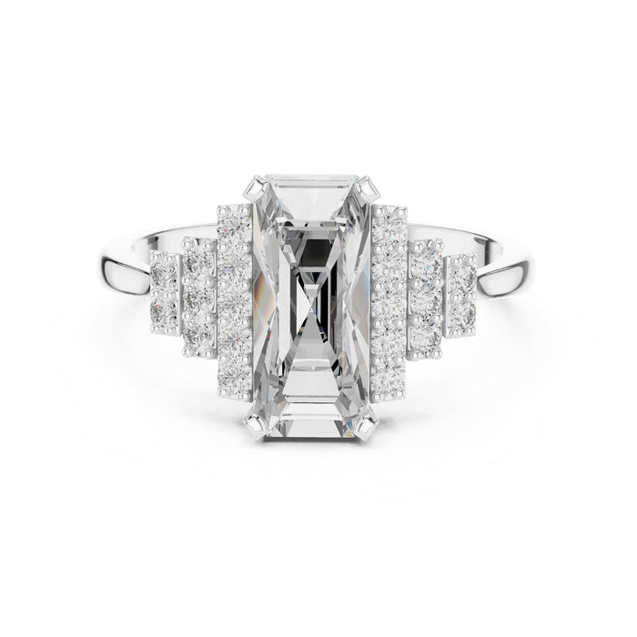 Emerald Lab Grown Diamond Side-Stone Engagement Ring