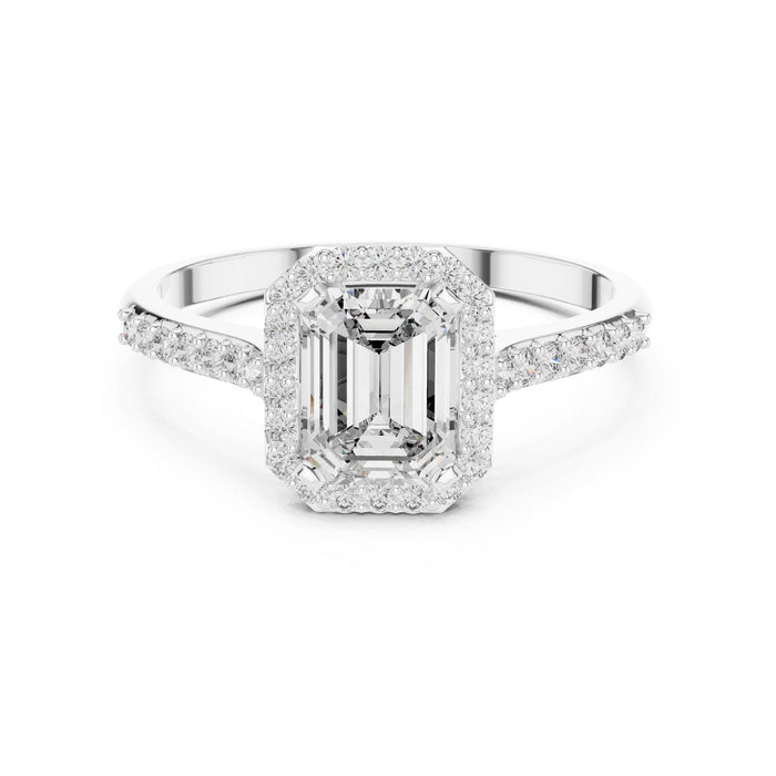 Emerald Lab Grown Diamond Halo Engagement Ring