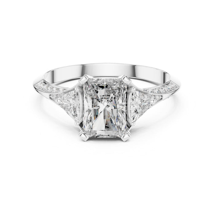 Emerald Lab Grown Diamond Three-Stone Engagement Ring