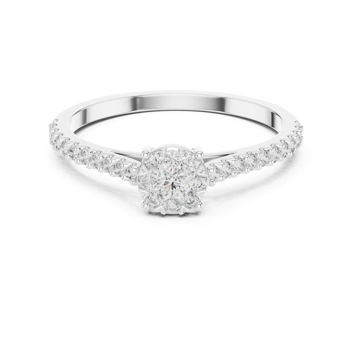 Round Lab Grown Diamond Cluster Engagement Ring