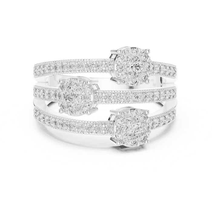 Mixed Lab Grown Diamond Cluster Engagement Ring