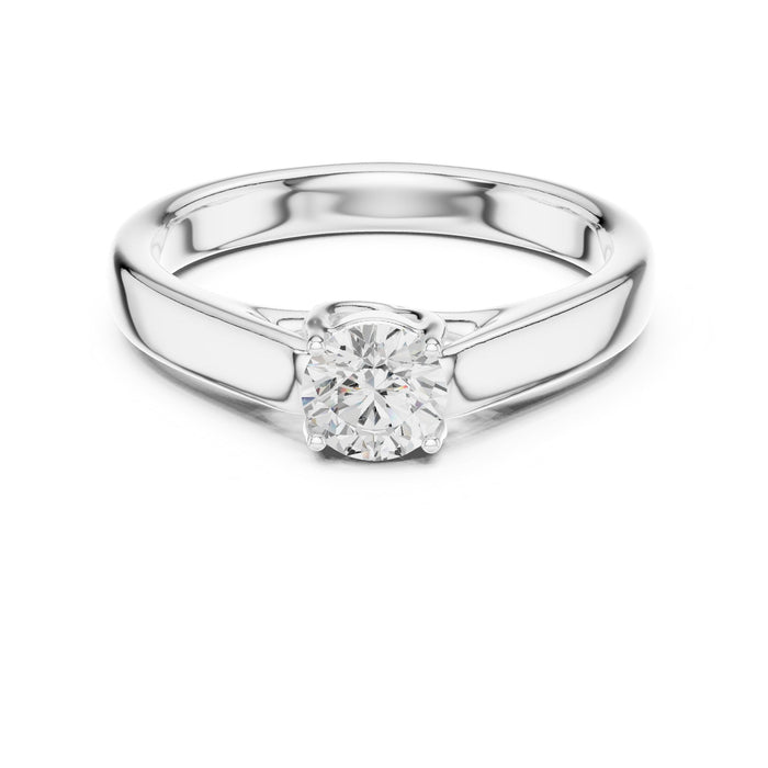 Round Lab Grown Diamond Cathedral Engagement Ring