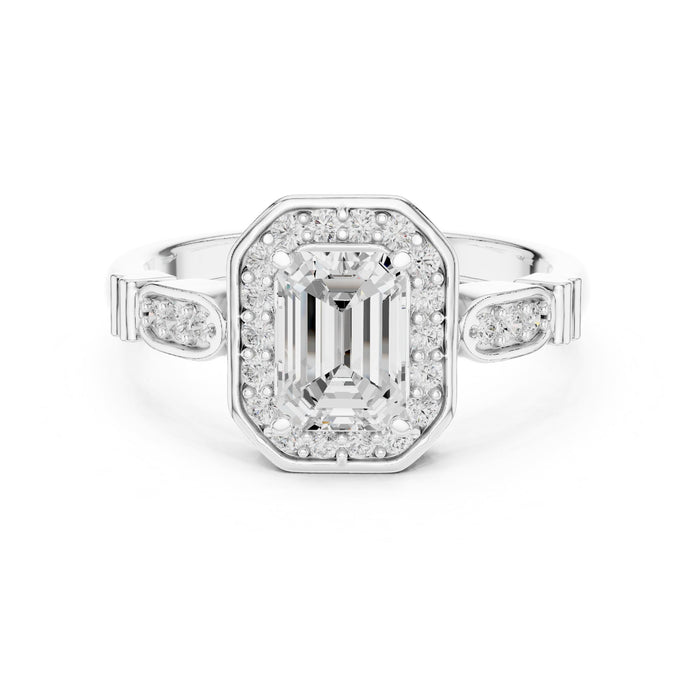 Emerald Lab Grown Diamond Halo Engagement Ring