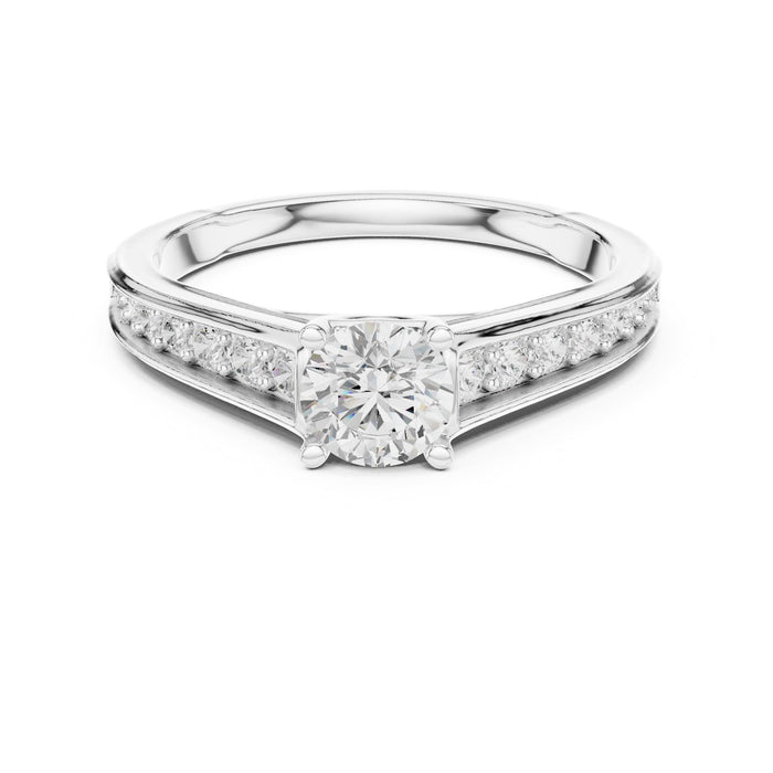 Round Lab Grown Diamond Cathedral Engagement Ring