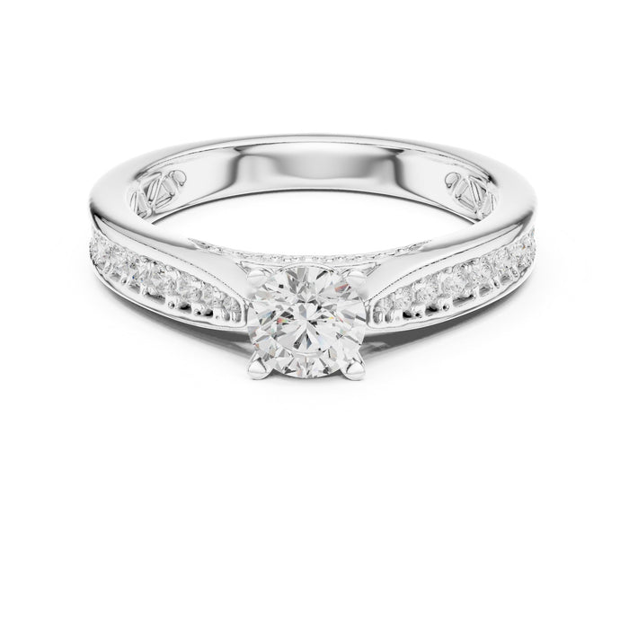 Round Lab Grown Diamond Cathedral Engagement Ring