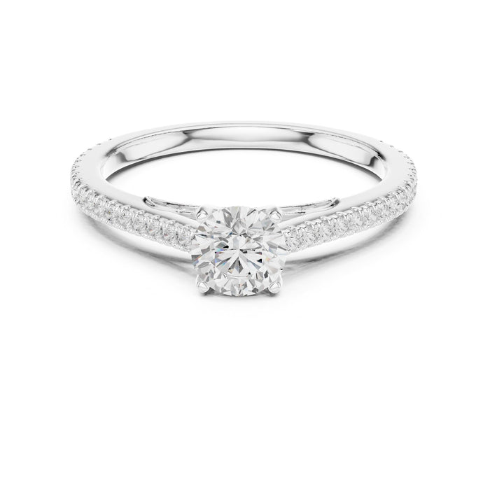 Round Lab Grown Diamond Cathedral Engagement Ring