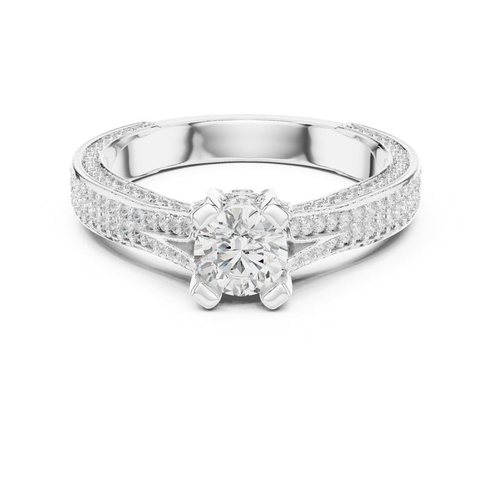 Round Lab Grown Diamond Cathedral Engagement Ring