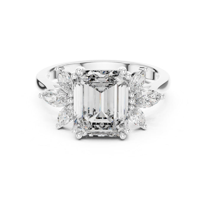 Emerald Lab Grown Diamond Three-Stone Engagement Ring