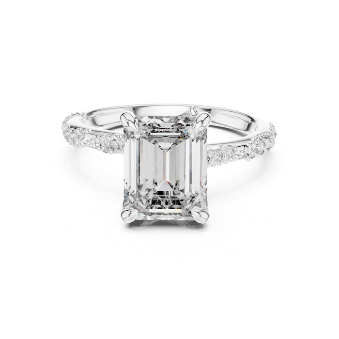 Emerald Lab Grown Diamond Pave Engagement Ring