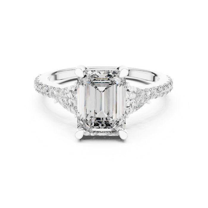 Emerald Lab Grown Diamond Three-Stone Engagement Ring
