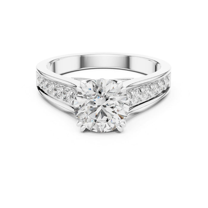 Round Lab Grown Diamond Cathedral Engagement Ring