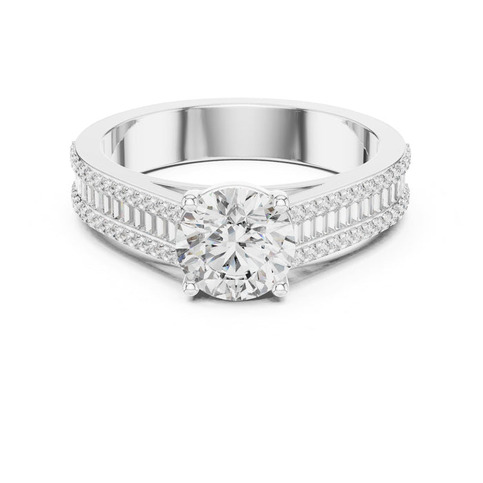 Round Lab Grown Diamond Cathedral Engagement Ring