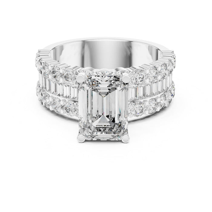Emerald Lab Grown Diamond Three-Stone Engagement Ring