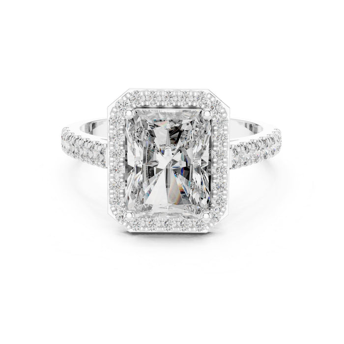 Emerald Lab Grown Diamond Halo Engagement Ring