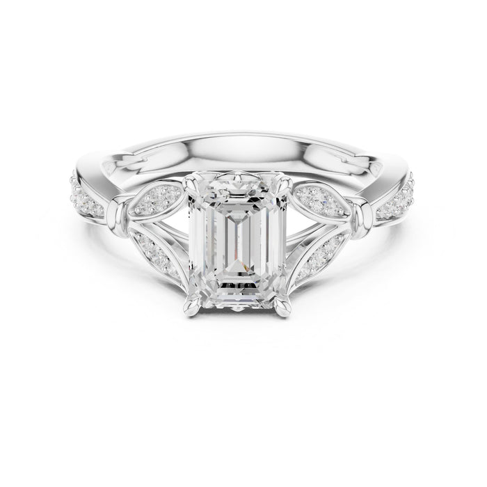 Emerald Lab Grown Diamond Split-Shank Engagement Ring