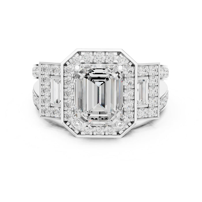 Emerald Lab Grown Diamond Halo Engagement Ring