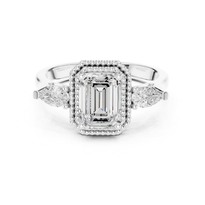 Emerald Lab Grown Diamond Halo Engagement Ring