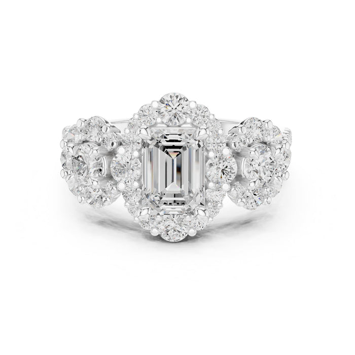 Emerald Lab Grown Diamond Halo Engagement Ring