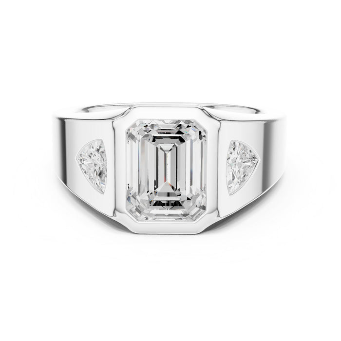 Emerald Lab Grown Diamond Three-Stone Engagement Ring