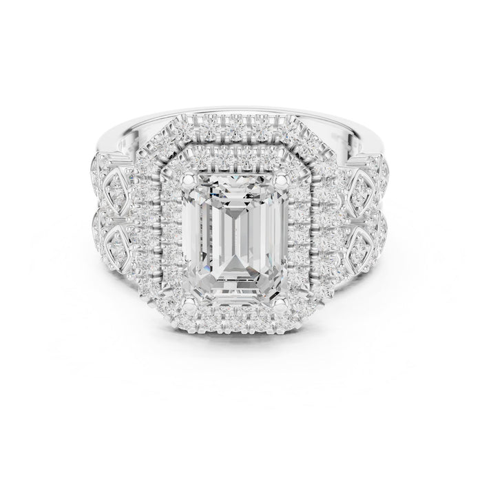 Emerald Lab Grown Diamond Halo Engagement Ring