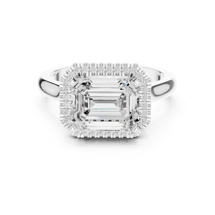 Emerald Lab Grown Diamond Halo Engagement Ring