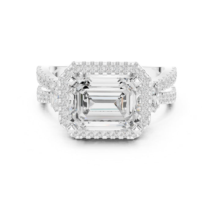 Emerald Lab Grown Diamond Halo Engagement Ring