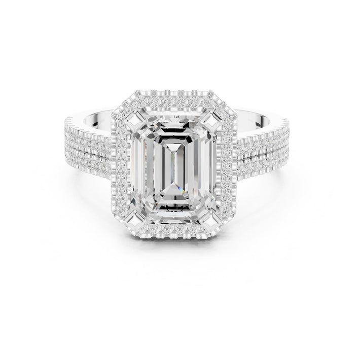 Emerald Lab Grown Diamond Halo Engagement Ring