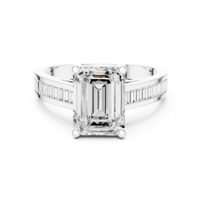 Emerald Lab Grown Diamond Cathedral Engagement Ring