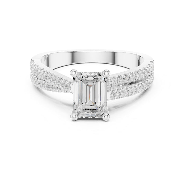 Emerald Lab Grown Diamond Split-Shank Engagement Ring