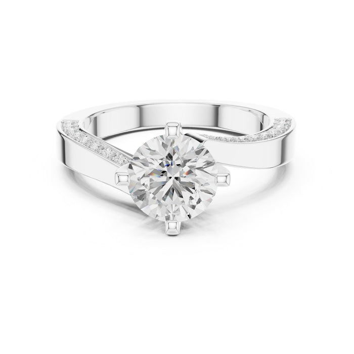 Round Lab Grown Diamond Cathedral Engagement Ring