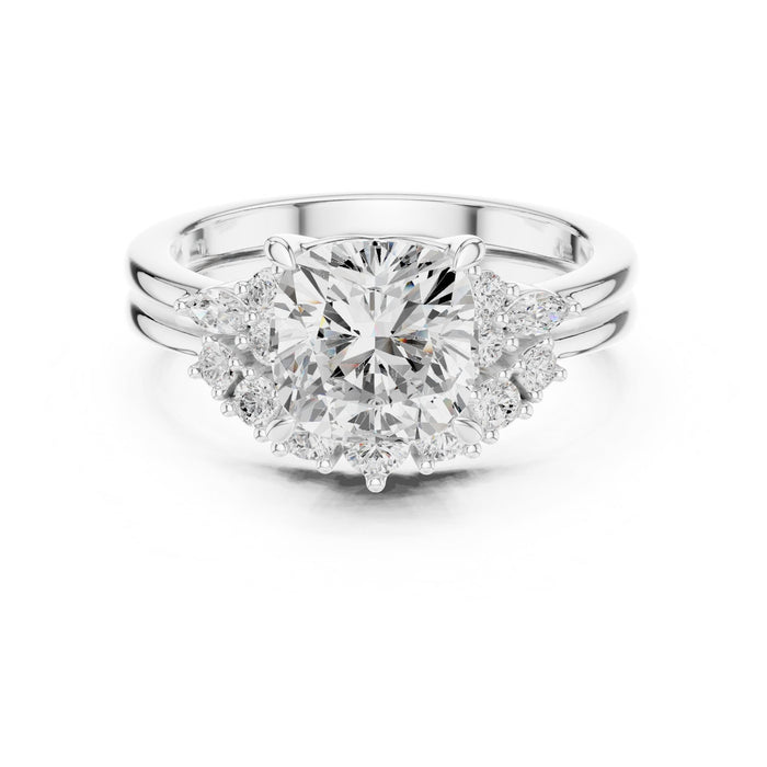 Cushion Lab Grown Diamond Side-Stone Engagement Ring