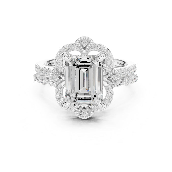Emerald Lab Grown Diamond Halo Engagement Ring