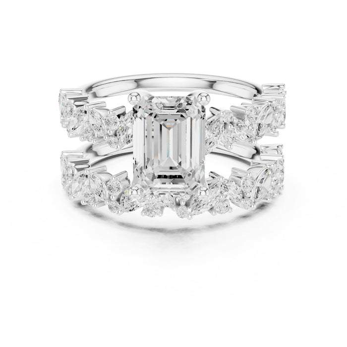 Emerald Lab Grown Diamond Side-Stone Engagement Ring