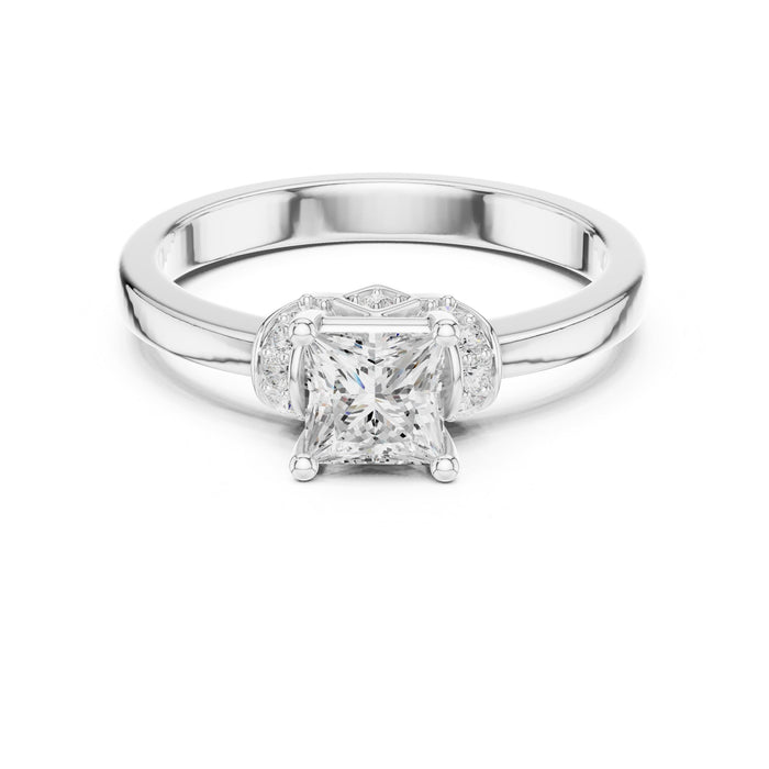 Princess Lab Grown Diamond Side-Stone Engagement Ring