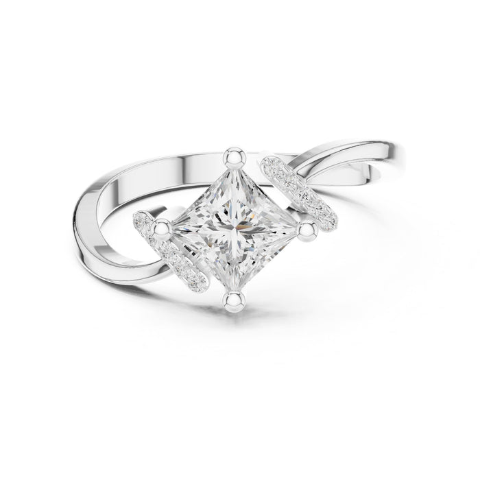 Princess Lab Grown Diamond Side-Stone Engagement Ring