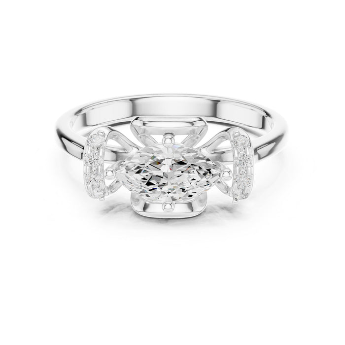 Pear Lab Grown Diamond Side-Stone Engagement Ring