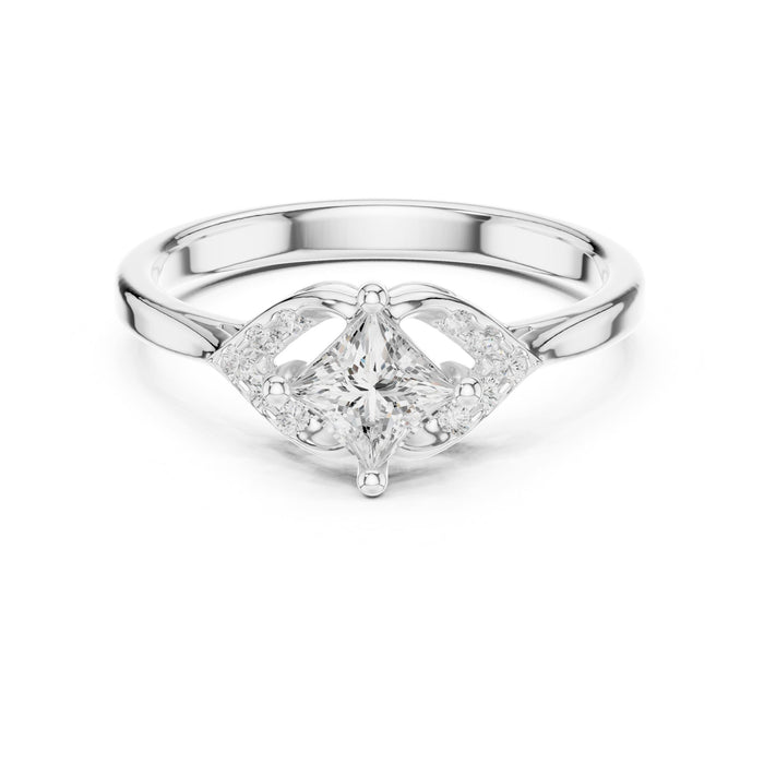 Princess Lab Grown Diamond Side-Stone Engagement Ring
