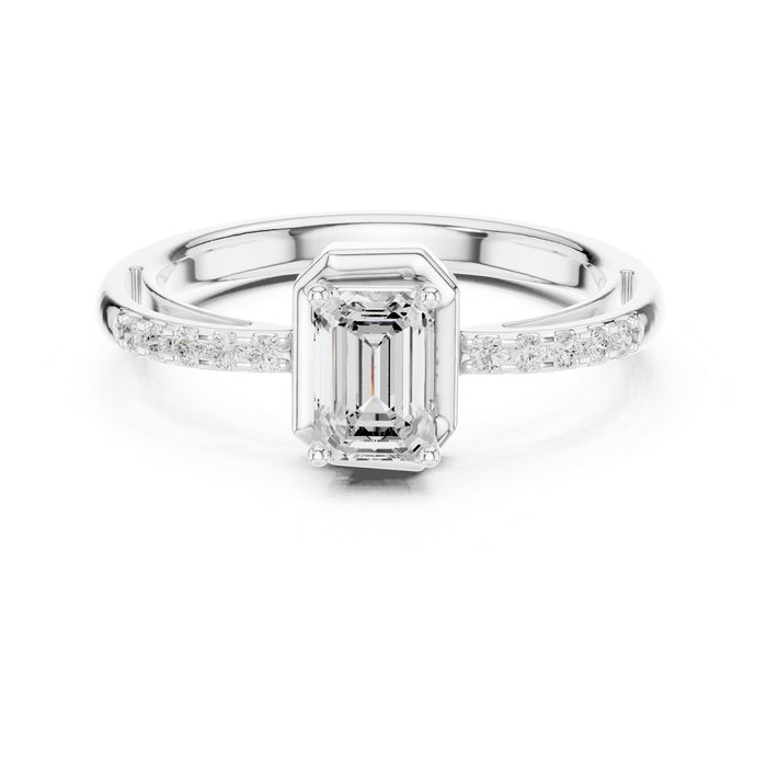 Emerald Lab Grown Diamond Hidden-Halo Engagement Ring