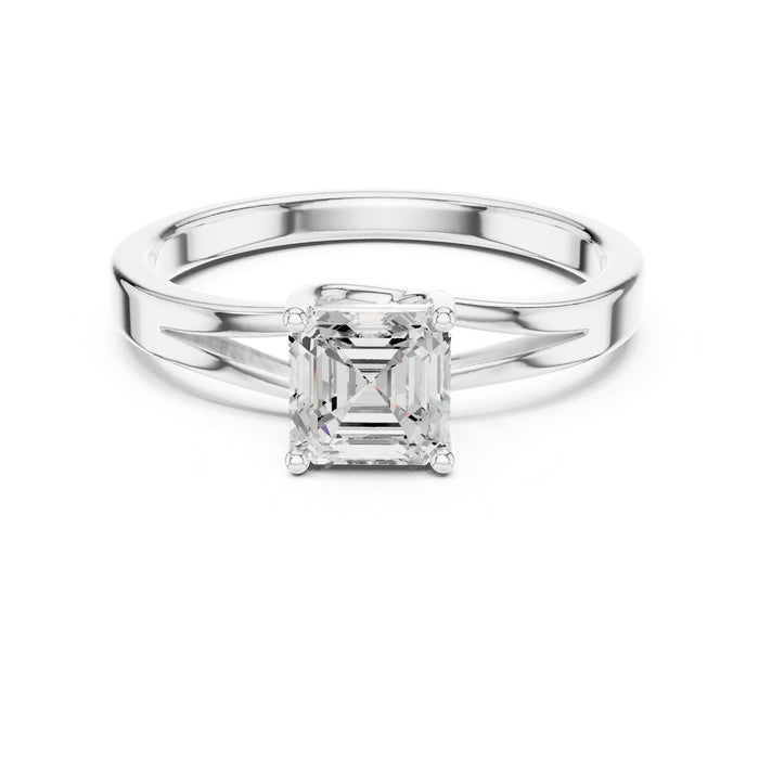 Asscher Lab Grown Diamond Solitaire Engagement Ring