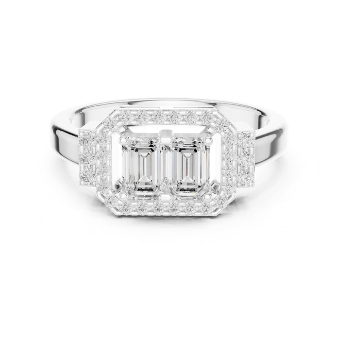 Emerald Lab Grown Diamond Halo Engagement Ring