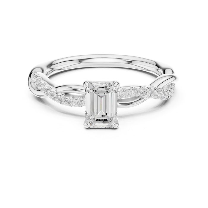 Emerald Lab Grown Diamond Twisted Engagement Ring