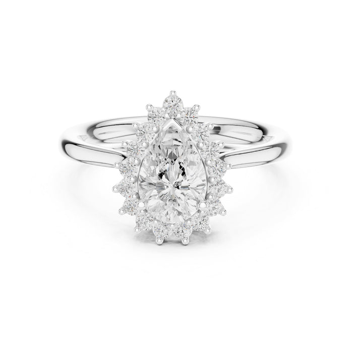 Pear Lab Grown Diamond Halo Engagement Ring