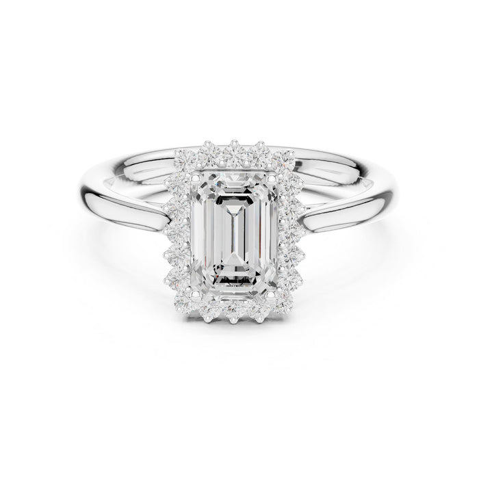 Emerald Lab Grown Diamond Halo Engagement Ring