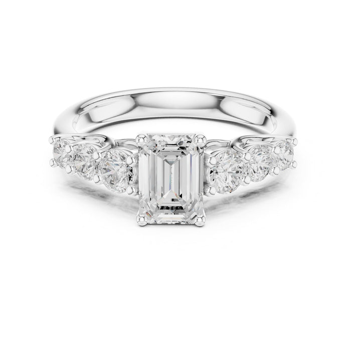 Emerald Lab Grown Diamond Side-Stone Engagement Ring