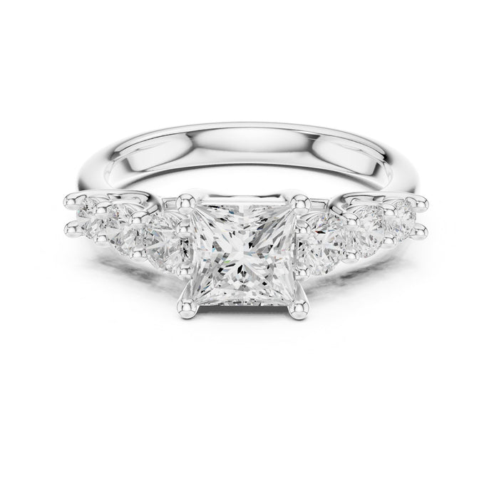 Princess Lab Grown Diamond Side-Stone Engagement Ring