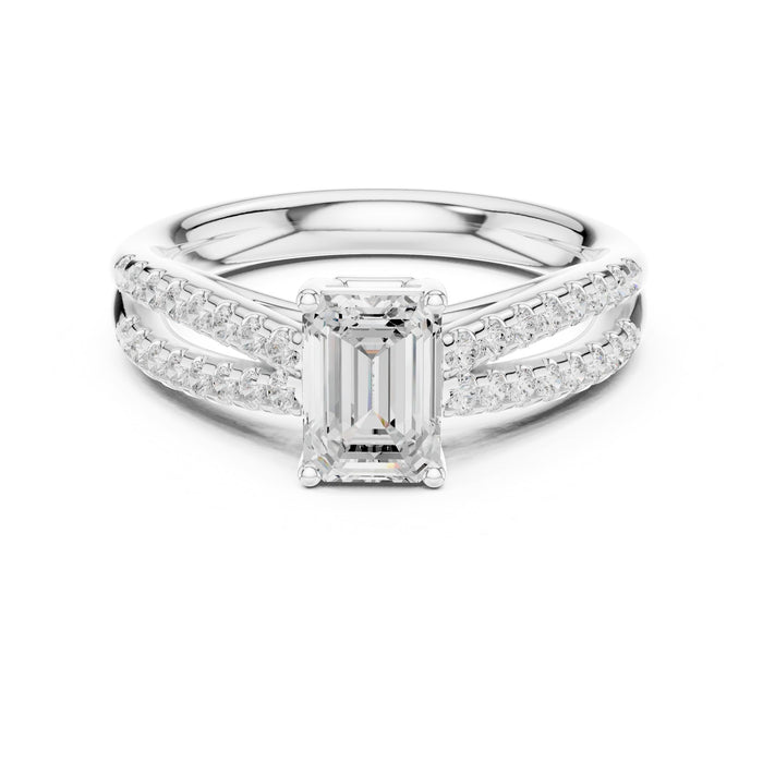 Emerald Lab Grown Diamond Split-Shank Engagement Ring