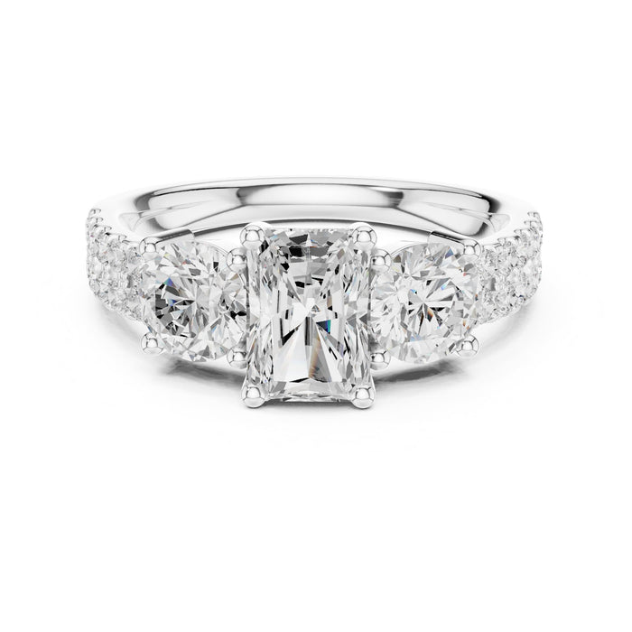 Cushion Lab Grown Diamond Three-Stone Engagement Ring