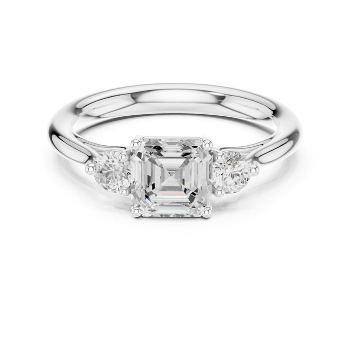 Emerald Lab Grown Diamond Three-Stone Engagement Ring